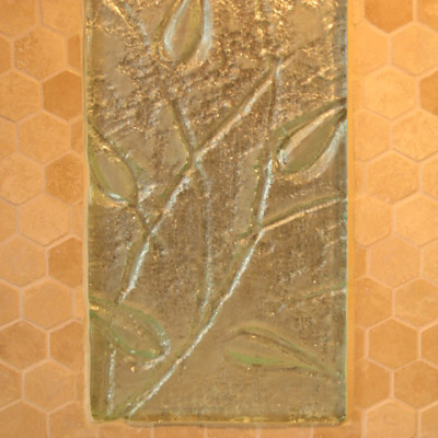 Rectangular art glass, leaves